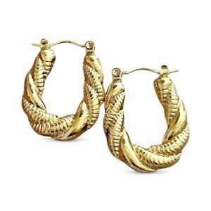 18K Gold Plated Twisted Hoop Earrings-New!